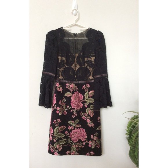 Tadashi Shoji Dresses & Skirts - TADASHI SHOJI Black Floral Multicolor Lace Illusion Sheath Dress Sz 0 EUC! $408